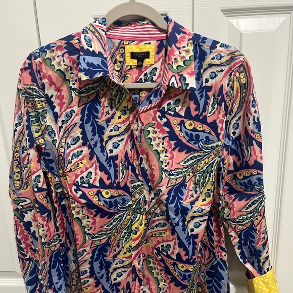 Talbots Tops - Talbots Women's Multicolor Leaf Print Button Down Shirt